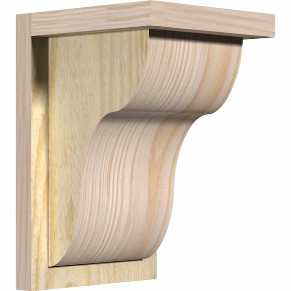 Ekena Millwork Carmel Rough Sawn Corbel w/Backplate, Douglas Fir, 8"W x 8"D x 12"H COR08X08X12CAR01RDF - main